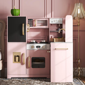 TaoHFE pink corner kitchen design fits small rooms for shared play