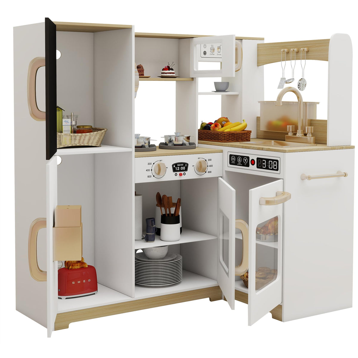 TaoHFE microwave feature in the kitchen adds authentic pretend cooking.