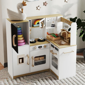 TaoHFE corner kitchen storage space helps tidy up after play.