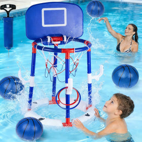 Taotuo blue floating pool basketball hoop with backboard for splashy backyard fun