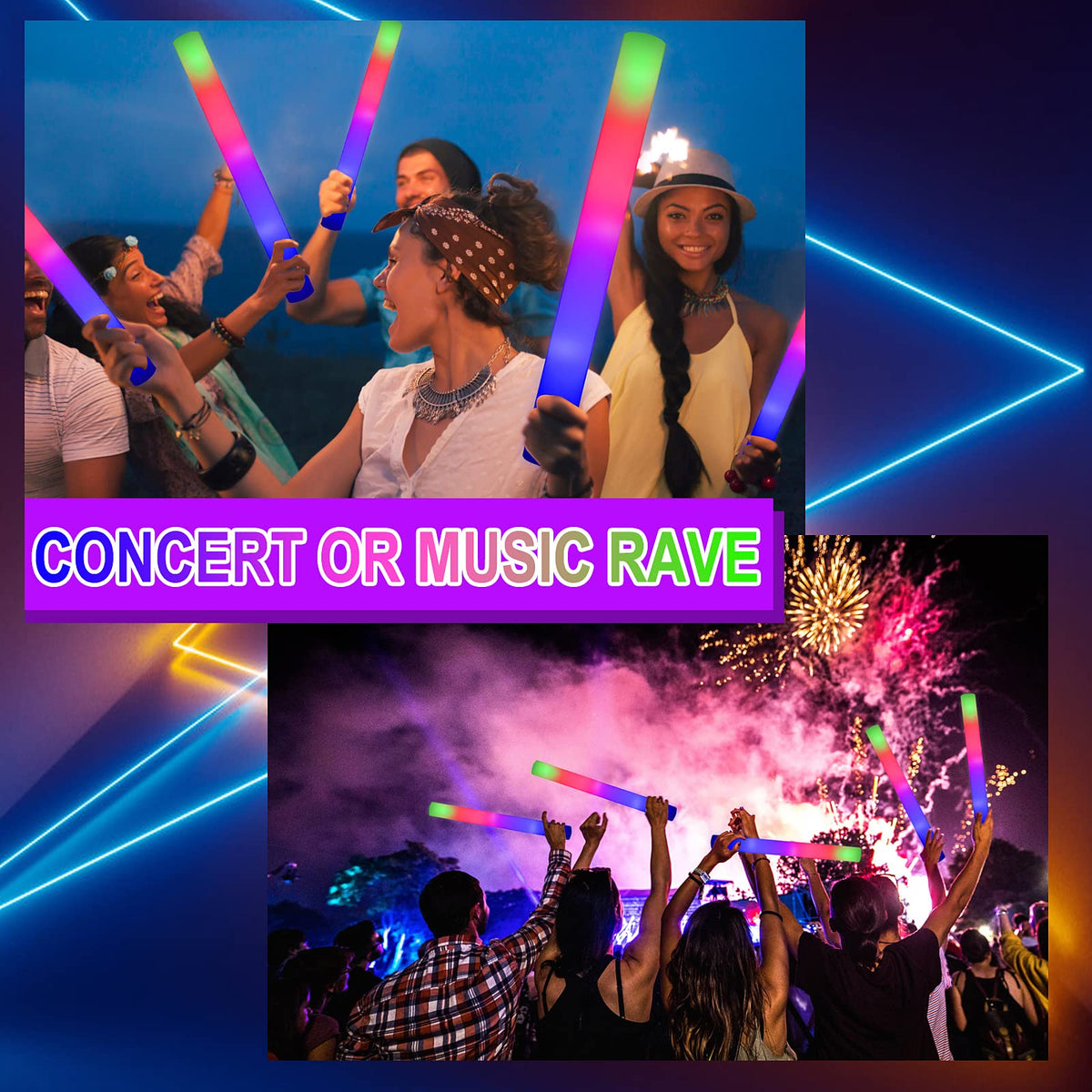 Taotuo glow sticks with 3 flashing modes — customizable mood for events.