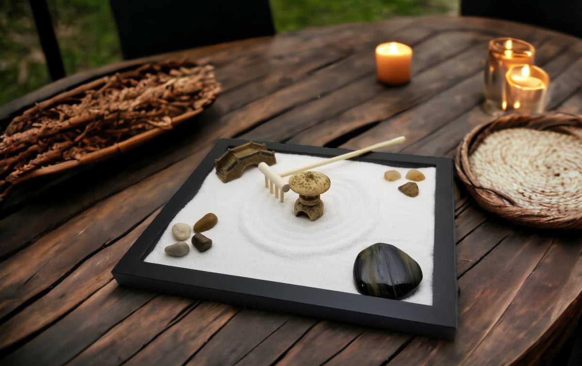 TAPBULL bamboo rake in action for mindful arranging