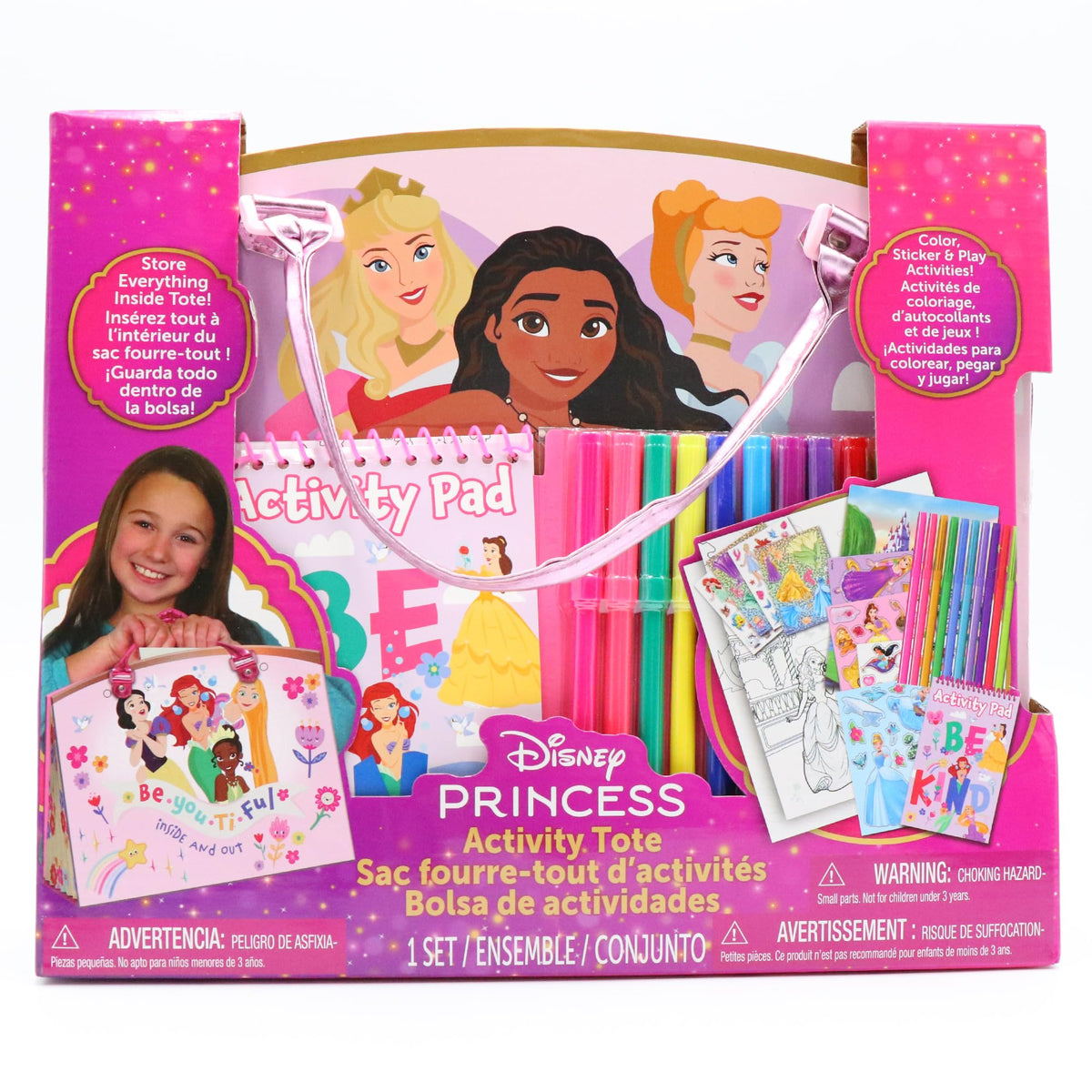 Tara Toys Disney Princess Tote with coloring books for on-the-go creativity.