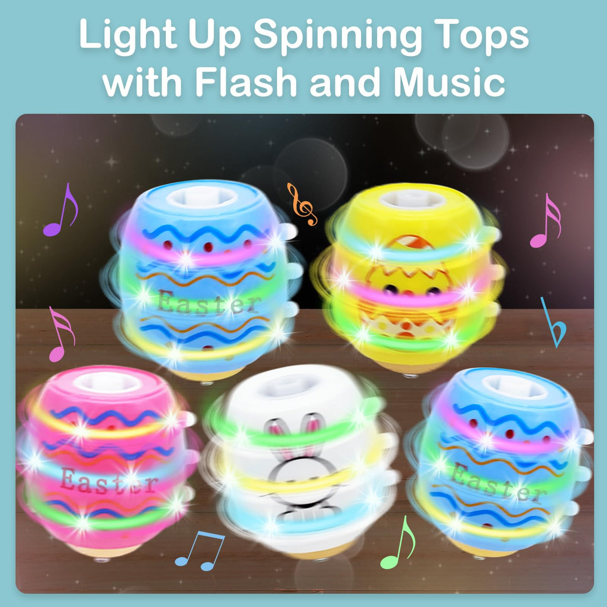 Taranovi glow-in-the-dark spinning top lights up during playtime.