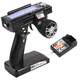 Targethobby FS-GT3B transmitter front view with ergonomic controls for precise RC driving