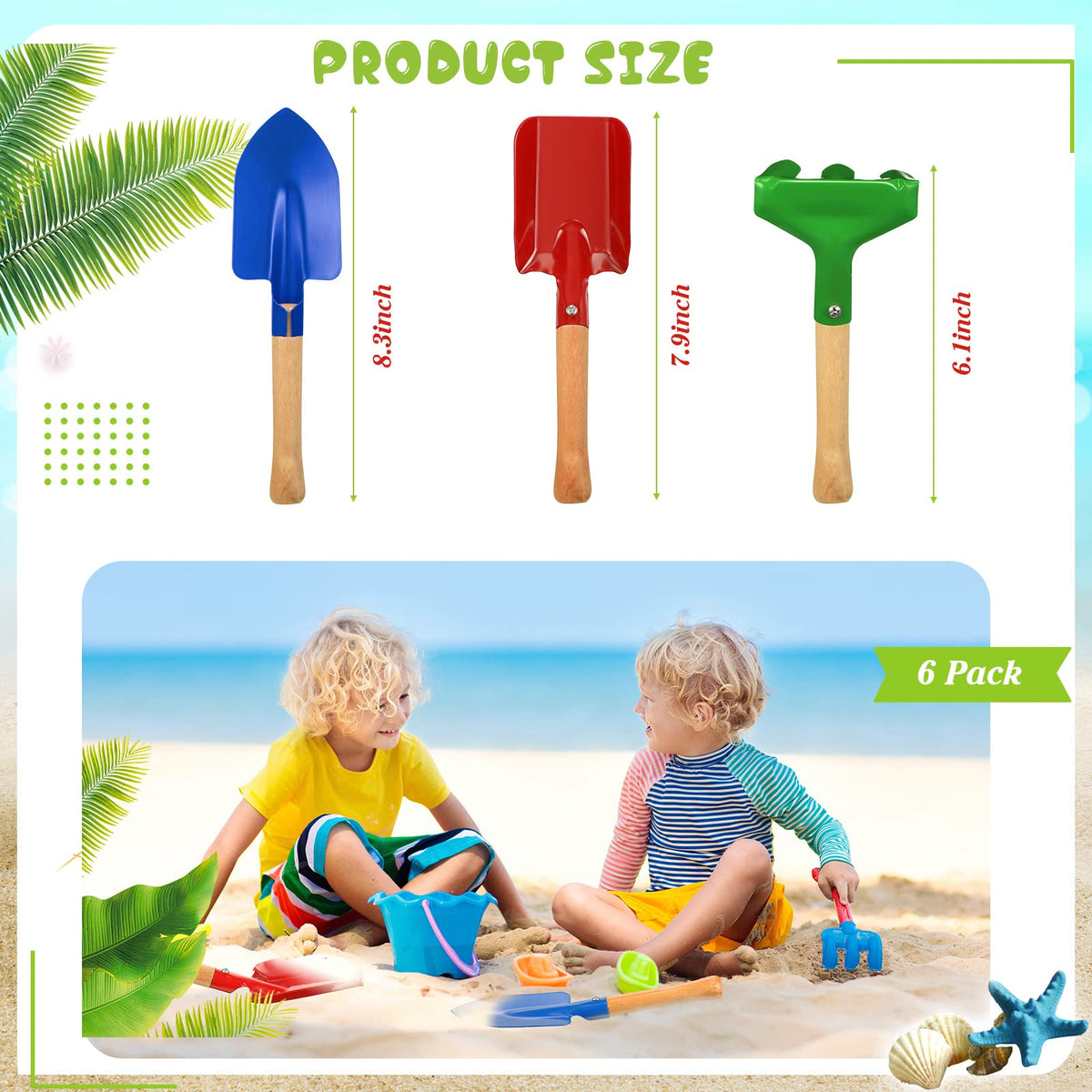 Tarpop kids garden tools set rake showcases sturdy wooden handle for safe use