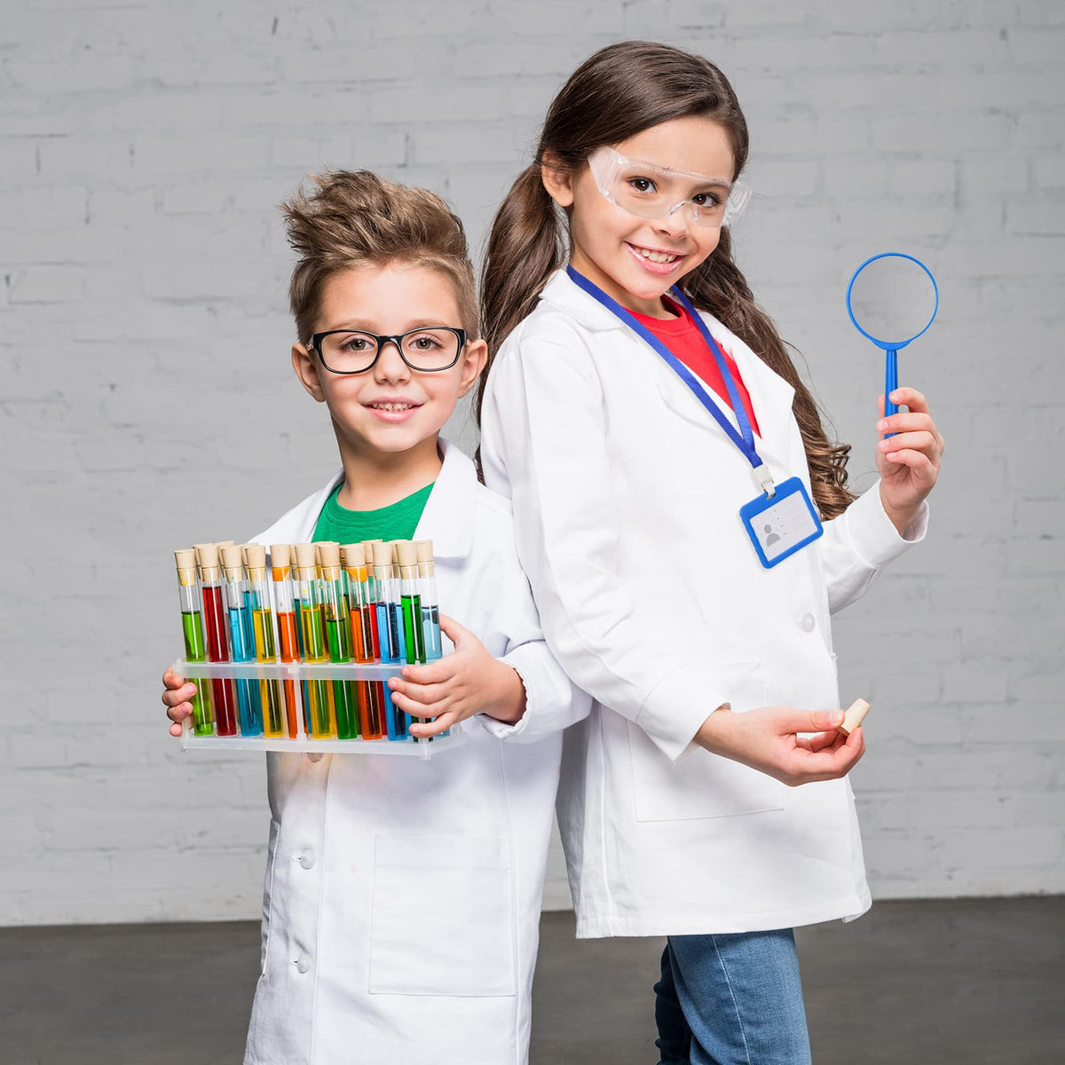 Tarpop ID card holders complete a professional kids' science outfit.
