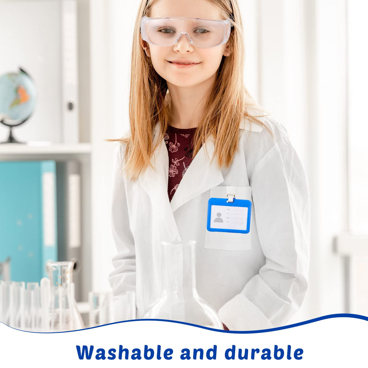Tarpop kids in costume showcase a full lab outfit for role play.