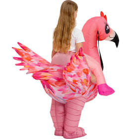 tasanor inflatable flamingo costume close-up waterproof fabric highlights durability