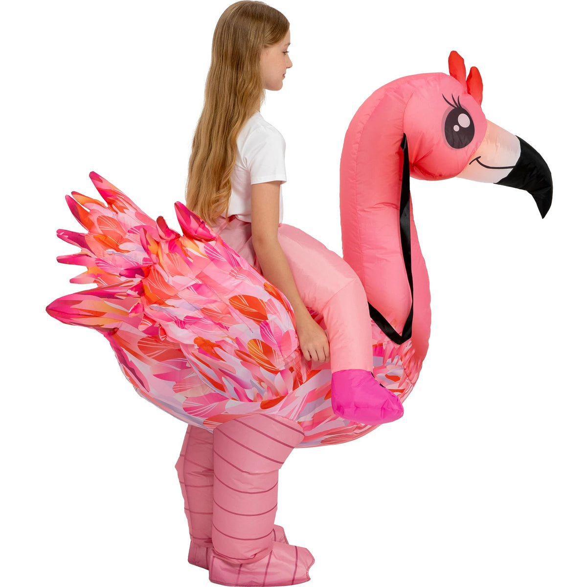 tasanor inflatable flamingo costume packaging image shows complete kit contents