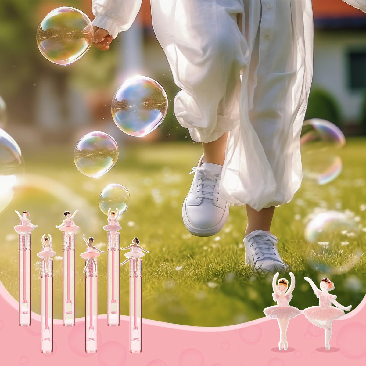 Tasdurian ballet girl bubble wand pink style 4 durable plastic and easy to reuse