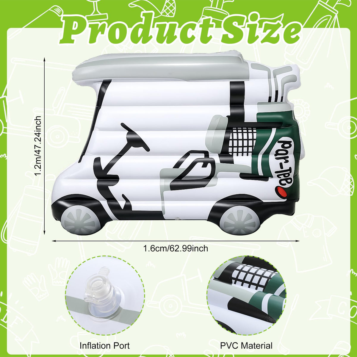 Tasdurian inflatable golf cart package enables quick setup and easy storage