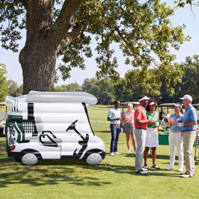 Tasdurian realistic golf cart shape creates a vivid event focal point
