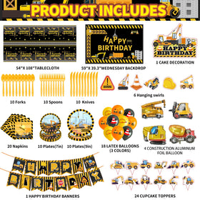TATAUP construction backdrop creates a vivid, photo-ready background for kids' celebration.