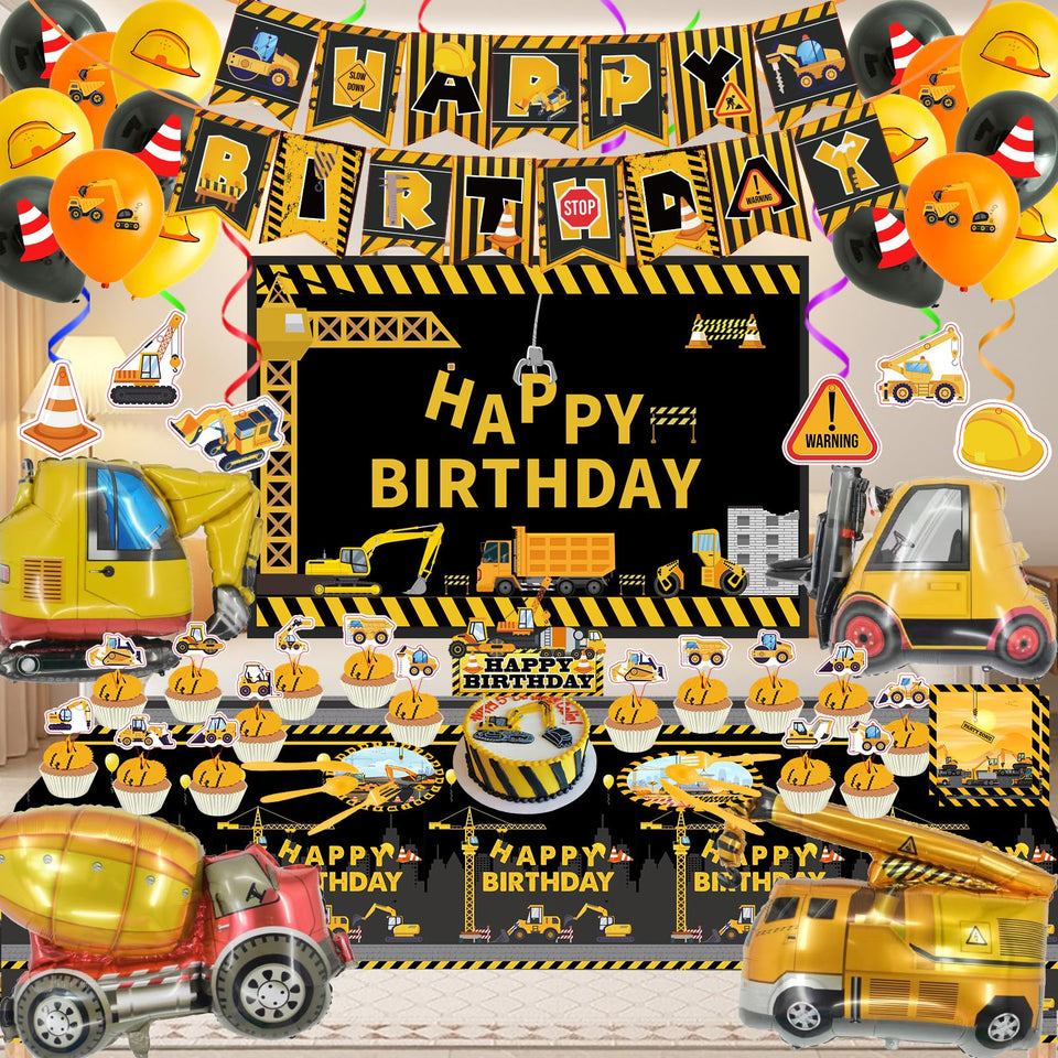 TATAUP construction birthday banner adds a bold theme for a festive party entrance.