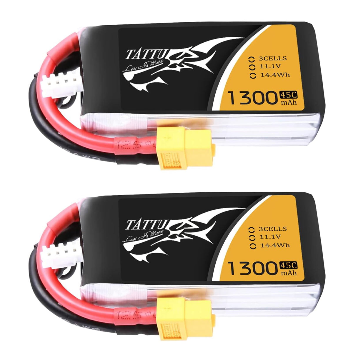 TATTU 1300mAh 3S LiPo battery with XT60 plug for high-power RC use