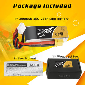 TATTU 2S1P 300mAh LiPo for lightweight micro drones