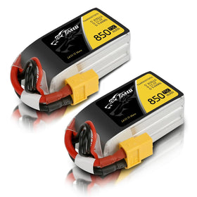 TATTU 850mAh 11.1V 3S battery front view with XT60 plug for FPV drones