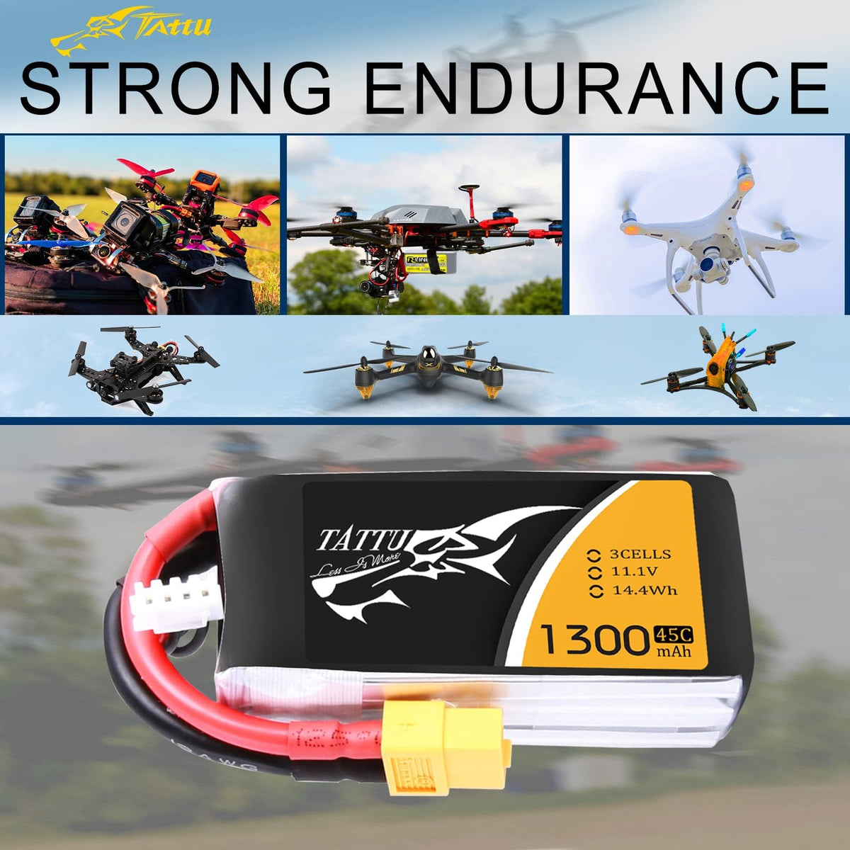TATTU battery compatible with popular RC models and frames