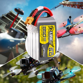 TATTU R-Line V5.0 4S 850mAh in use on a high-power FPV drone.