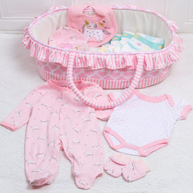 TatuDoll pink feeding bottle and pacifier support gentle feeding play