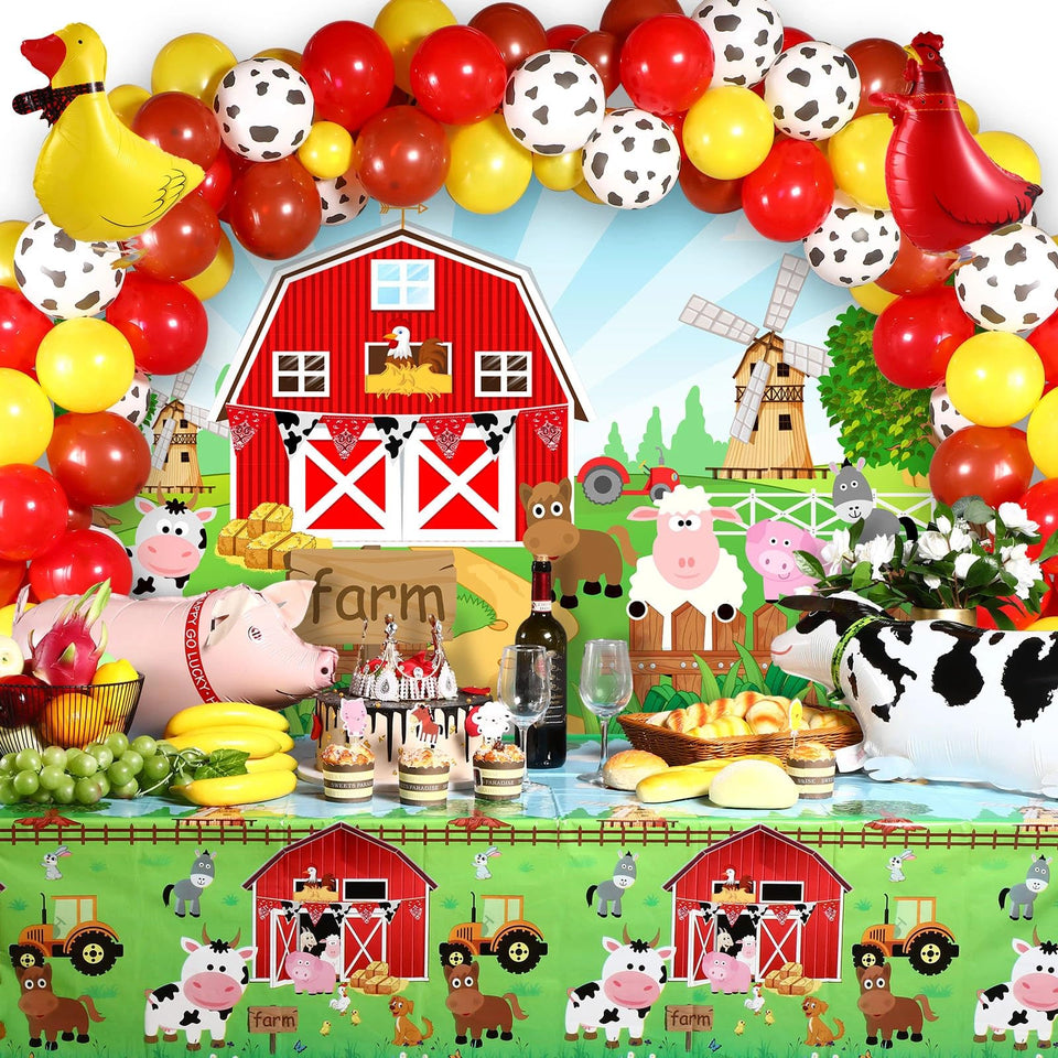Tatuo farm animals backdrop banner for party photos and barn vibes