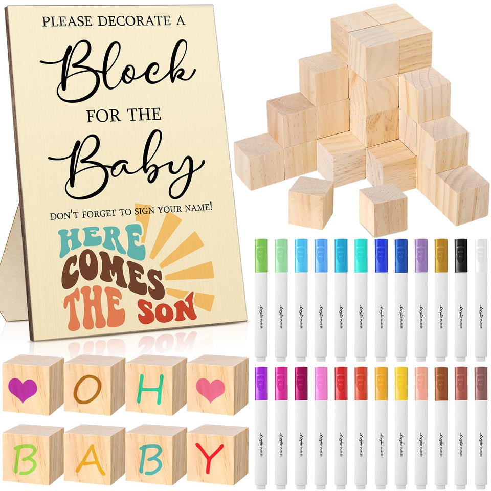 Tatuo Here Comes The Son sign for baby shower decor and activities.