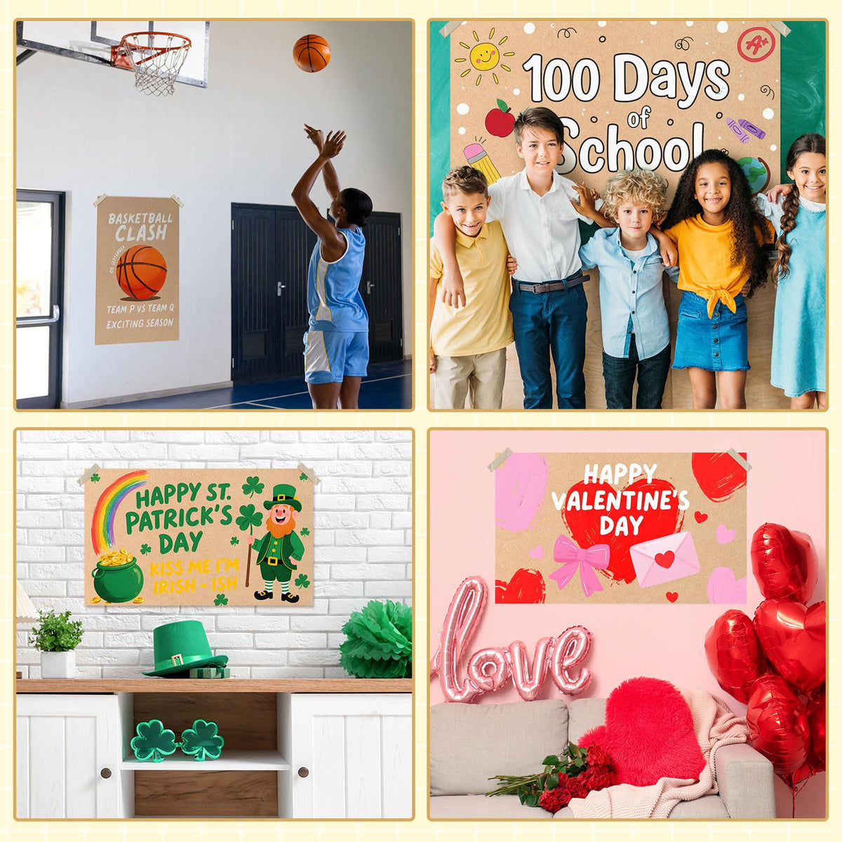 Tatuo multi-occasion banner in kraft brown for events and notices.