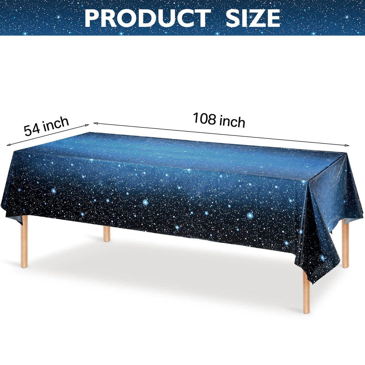 Tatuo galaxy table cover displaying starry pattern, ideal for birthdays and gatherings.