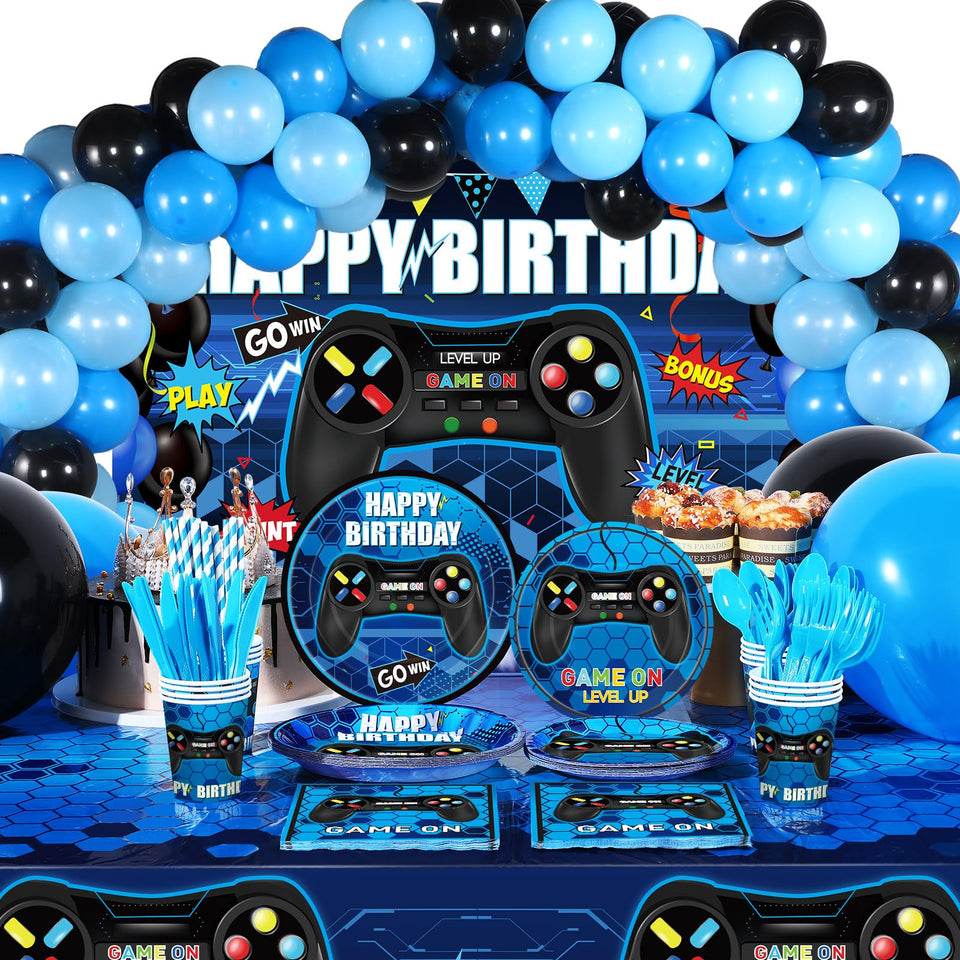 Tatuo video game banner backdrop for instant party focal point and photo moments