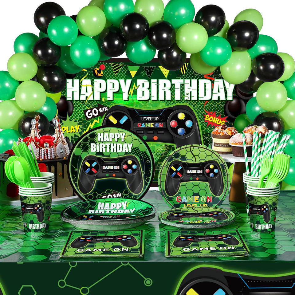 Tatuo video game banner backdrop for a vibrant birthday party