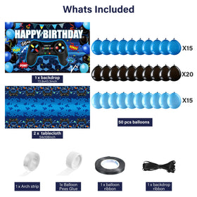 Tatuo video game birthday latex balloons in blue provide vibrant color
