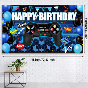 Tatuo video game birthday table cover blue and black protects surfaces