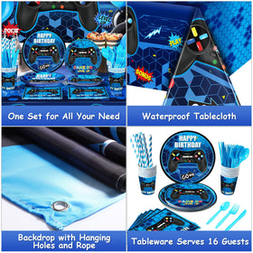 Tatuo video game cutlery set supports 16 guests with themed dining