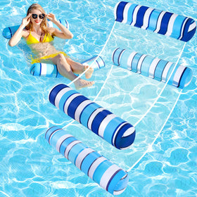 Tavaleu Pool Floats 2 Pack hammock setup for relaxed sun-soaked lounging.
