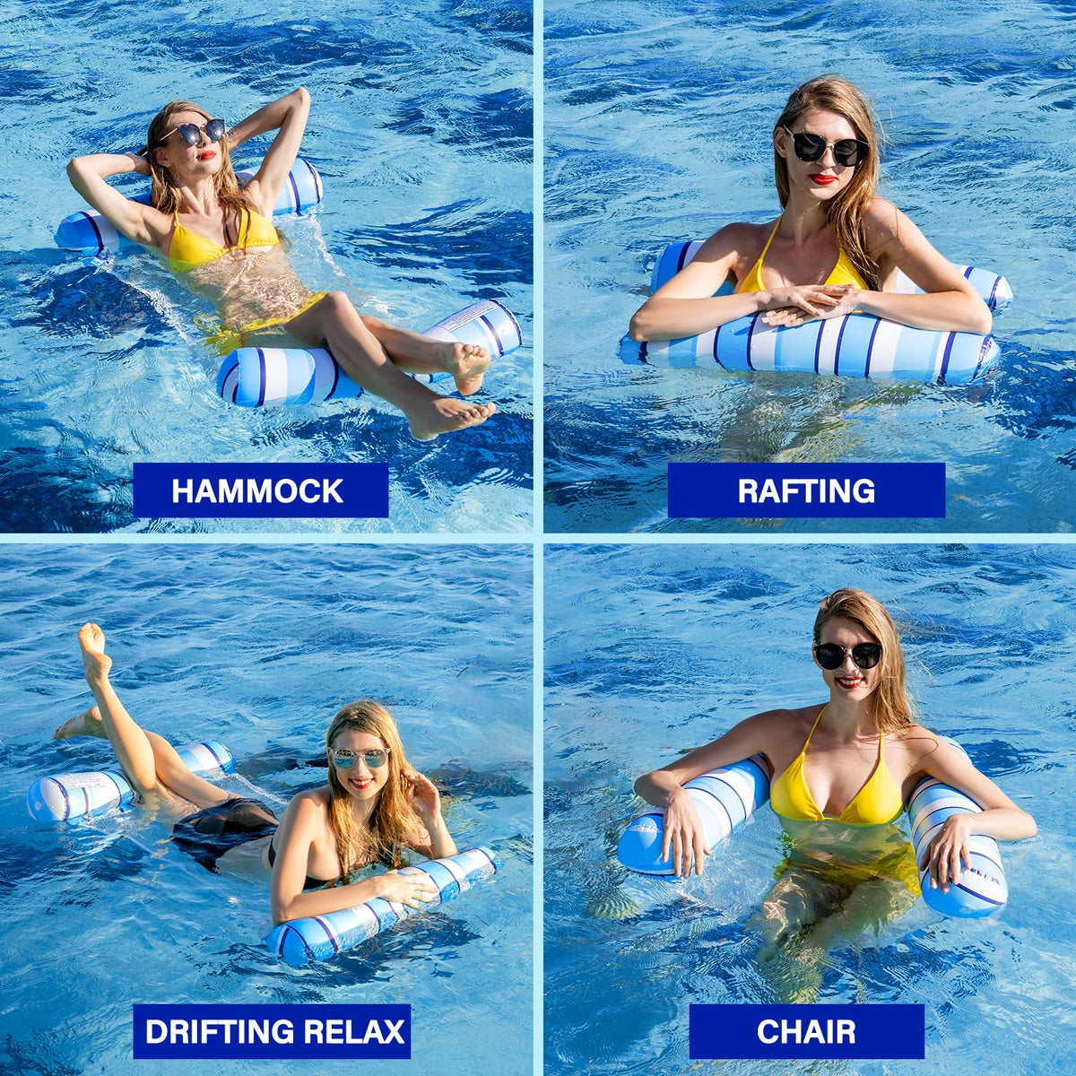 Tavaleu 4-in-1 setup shows versatile lounging options for poolside comfort.