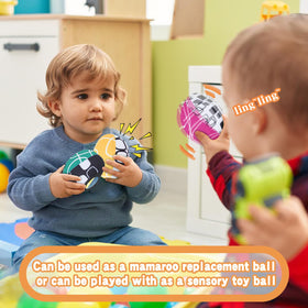 Tayerop crunchy-sound ball demonstrates tactile audio feedback during play.