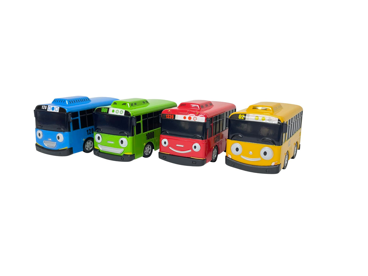 Tayo the Little Bus 120 side view showing diverse character lineup for storytelling.