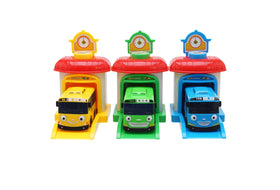 Tayo the Little Bus garage button press action demonstrates forward motion in pretend play.