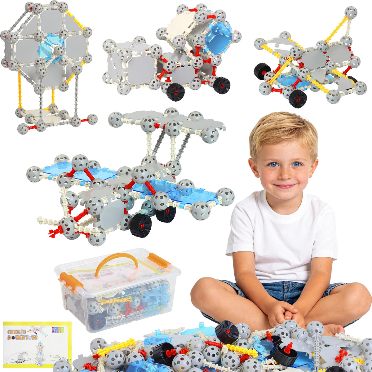 Tazakure 160-piece STEM blocks with a 360-degree sphere connector enabling versatile builds