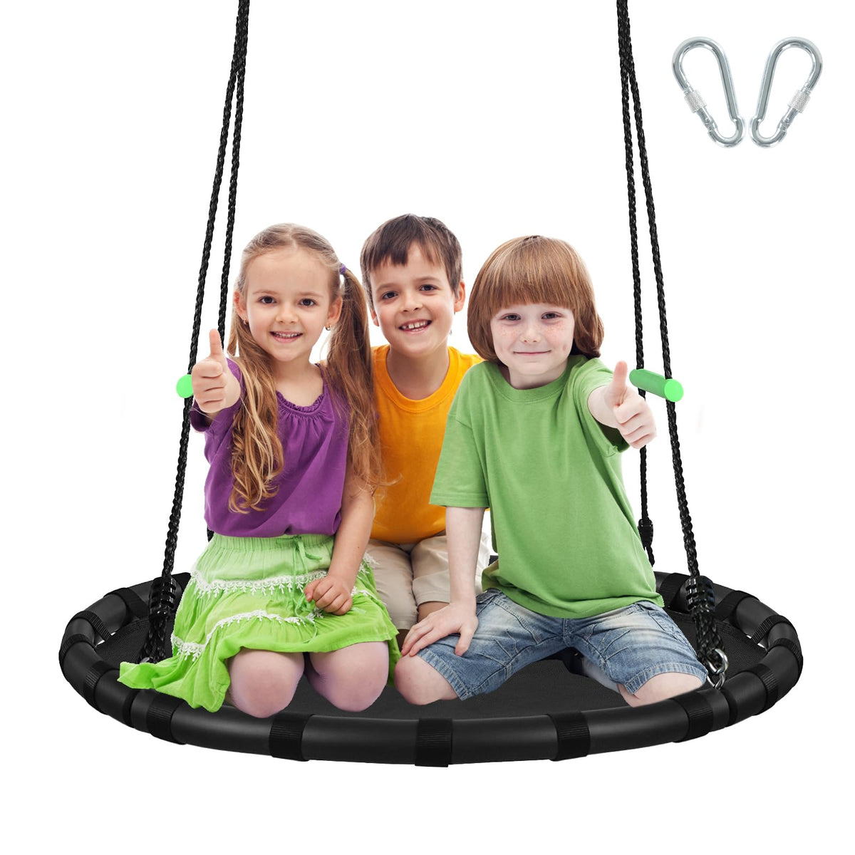 TBMLC saucer swing with 40-inch diameter offers spacious outdoor seating for family