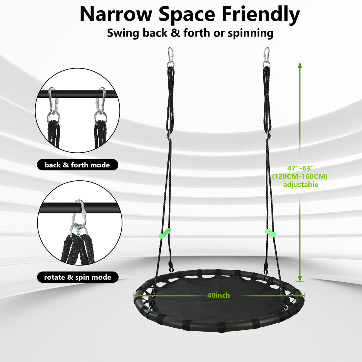 TBMLC saucer swing large seat supports multiple users outdoors