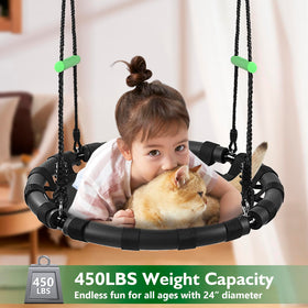 TBMLC saucer swing PP mat provides soft, breathable seating.