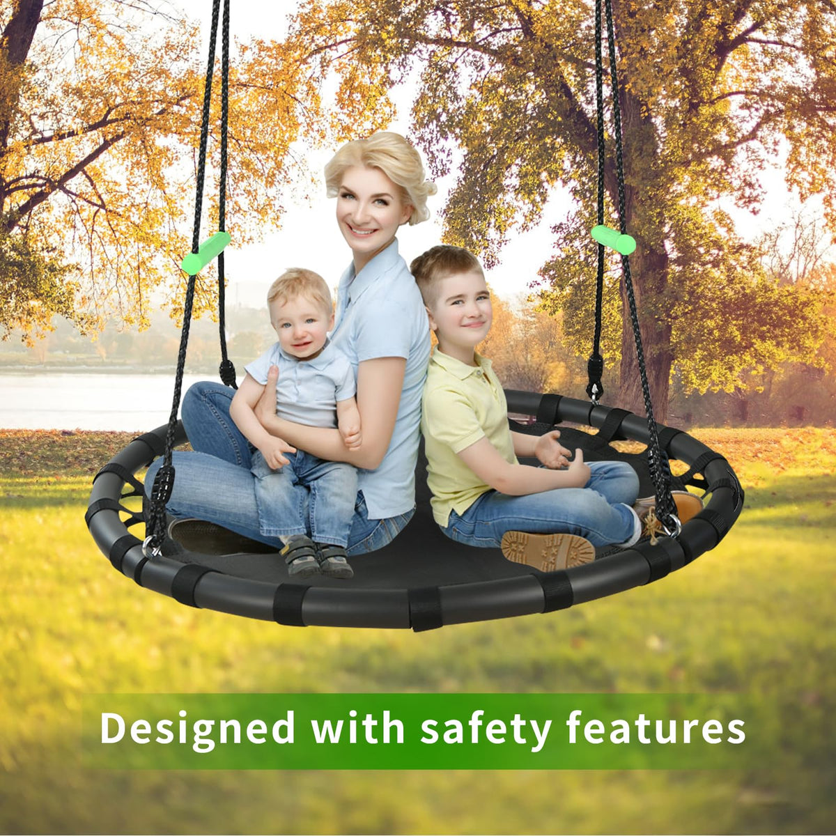 TBMLC saucer swing sturdy steel frame ensures secure outdoor fun