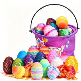 TBOLINE 16-pack dragon eggs in a basket, ideal for classroom prizes and party favors