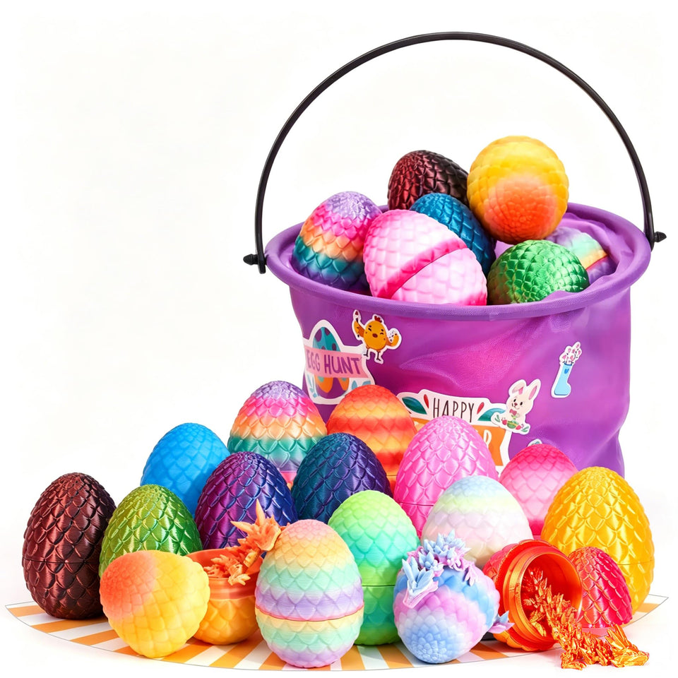 TBOLINE 16-pack dragon eggs in a basket, ideal for classroom prizes and party favors
