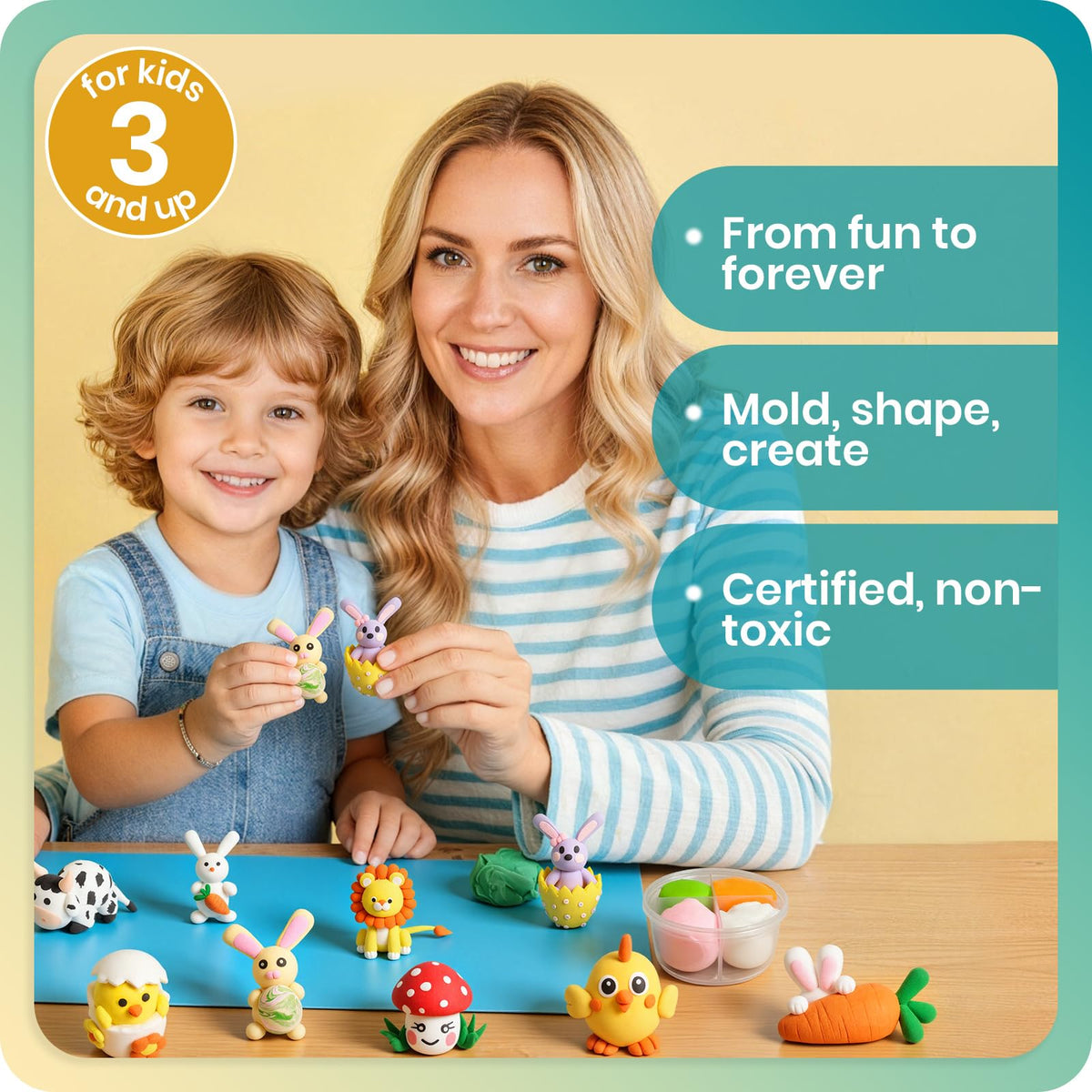 TBOLINE no-bake clay kit keeps mess to a minimum
