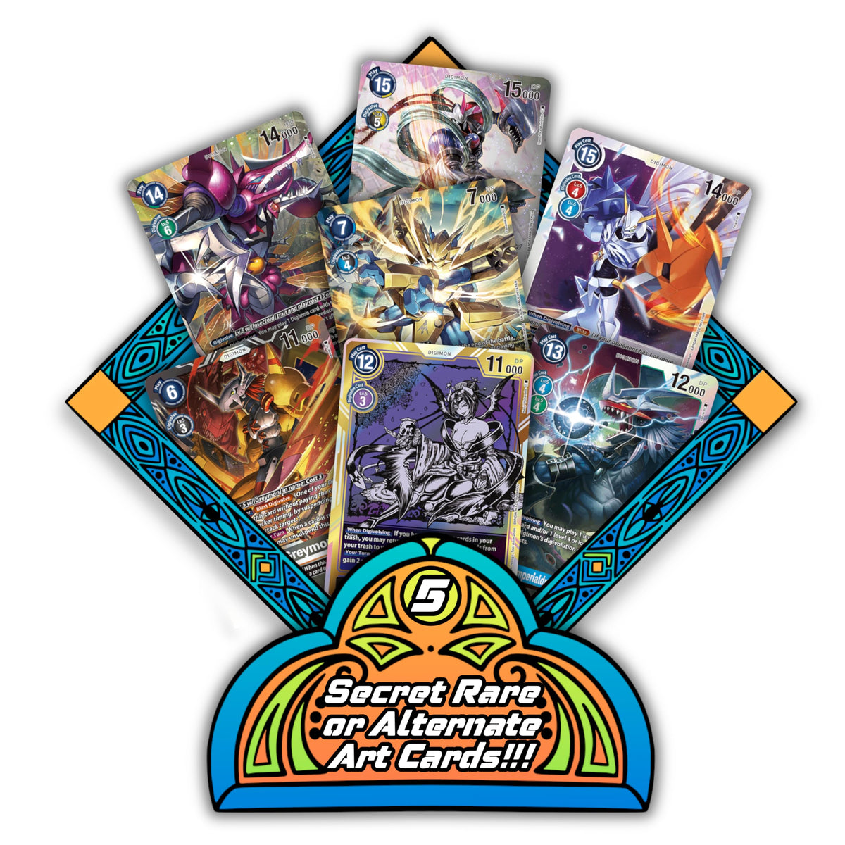 TCG Elements Digimon Starter Bundle foil cards catch light and shimmer.