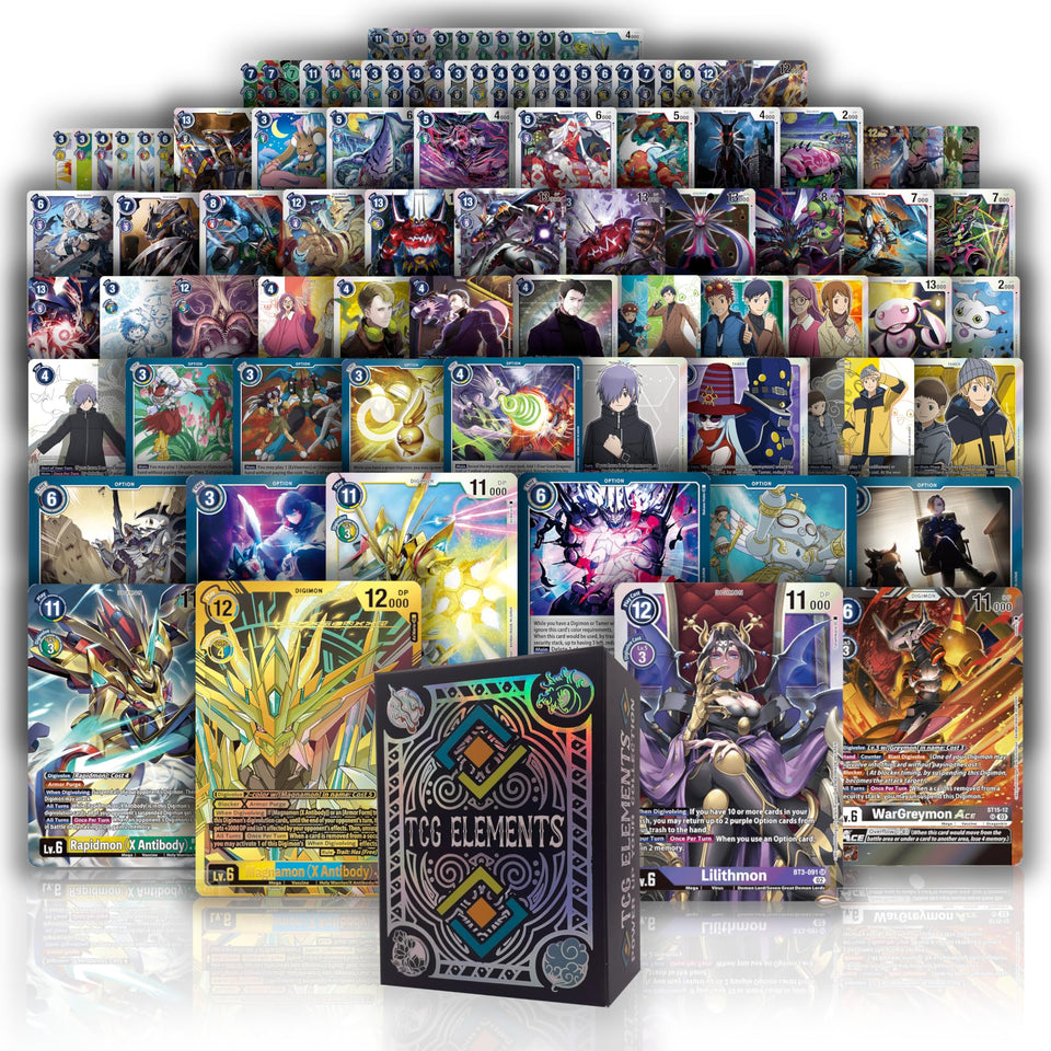 TCG Elements Digimon Starter Bundle packaging shows authentic cards ready for collection.