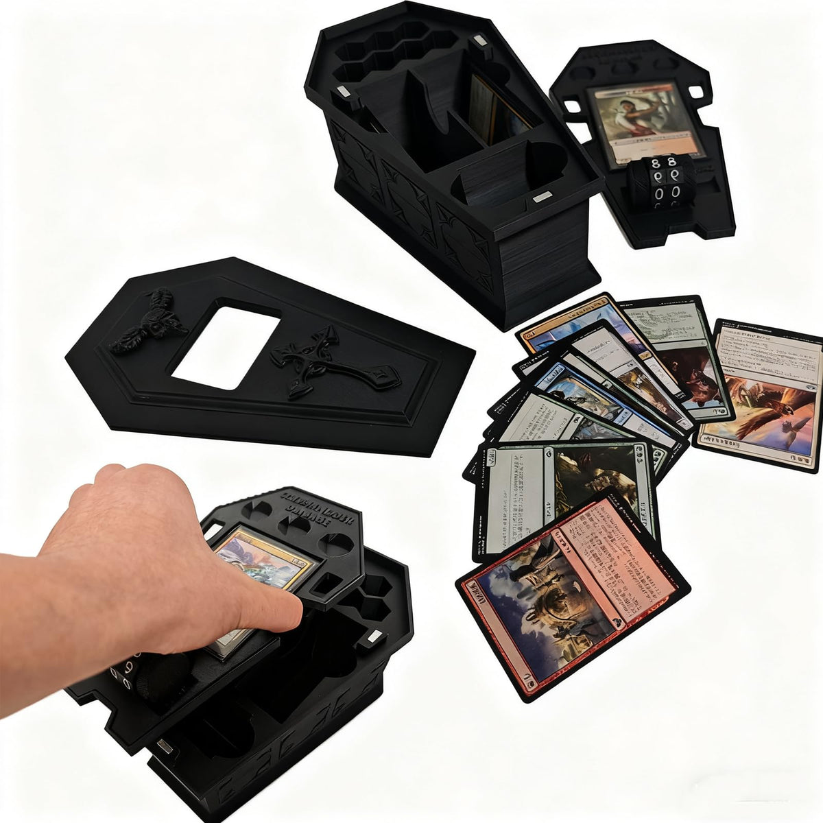 TCGADVN coffin deck box two independent compartments for deck organization